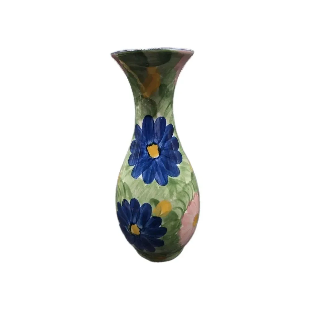 Multi Color Ceramic Vase Daisy Flower Hand Painted